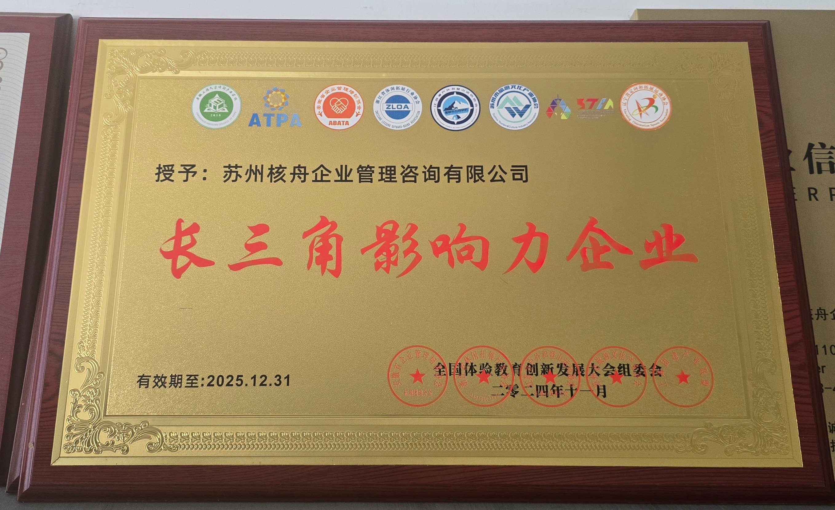 核舟體驗榮獲長三角影響力企業